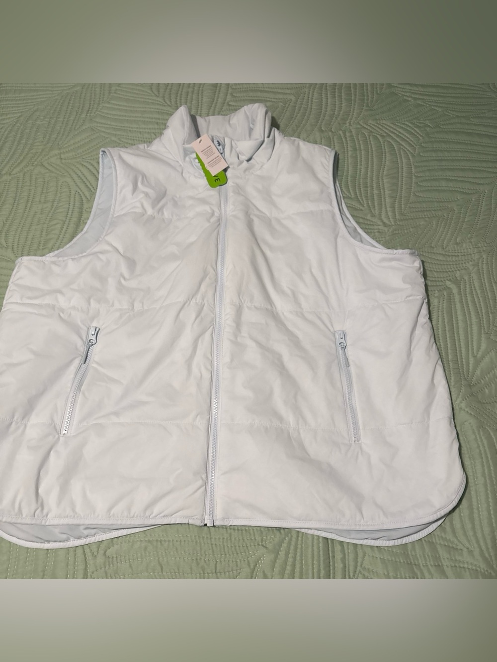 Lands End Repreve Puffer Vest Women Size 2X Light Ice Blue Full Zip w/ Bag NWT